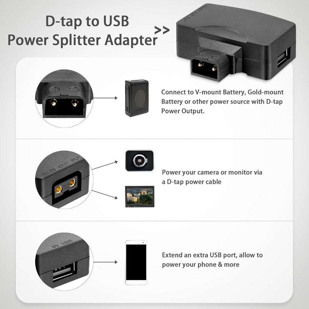 11V-17V D Tap to USB Adapter 5 - V Mount Battery recension och pris