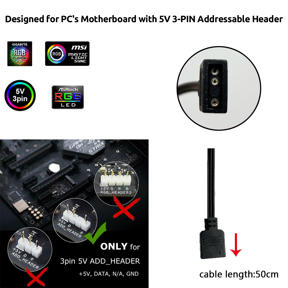 5V ARGB 3Pin Header for Asus A - Photography Lighting Game recension och pris