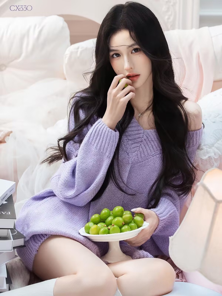 Autumn Winter Purple Sweater O - Photography Lighting Style recension och pris